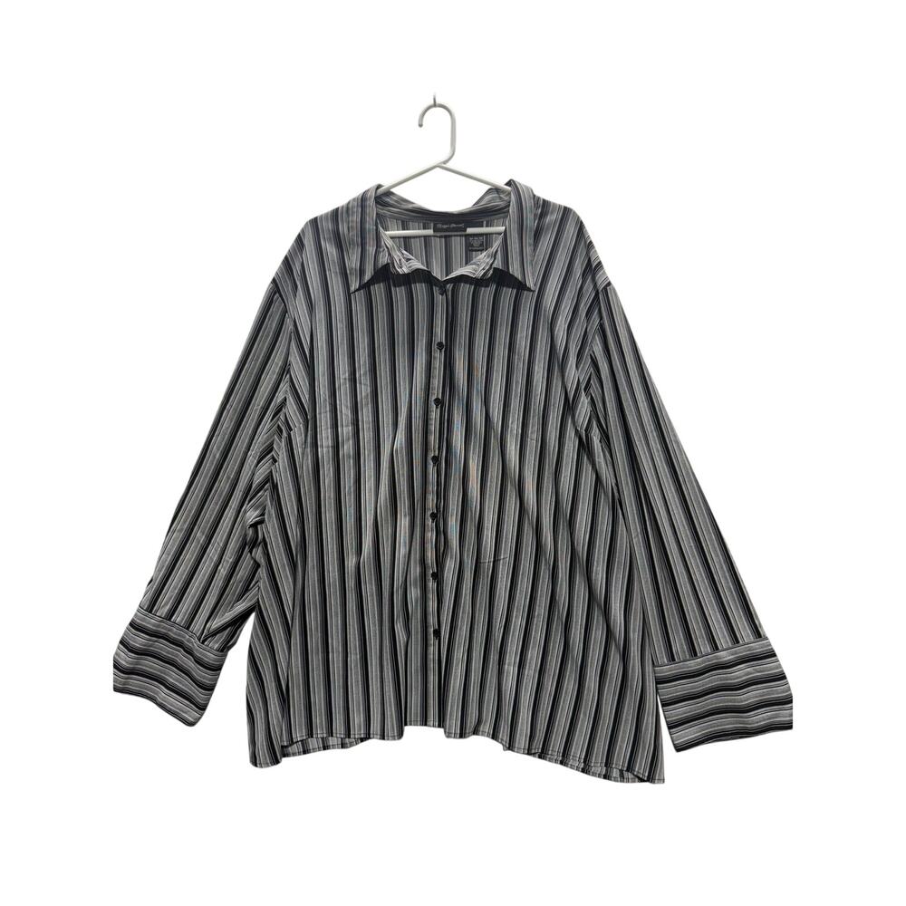 Maggie Barnes Men's Striped Button-Up Shirt | Size 5X (34/36)